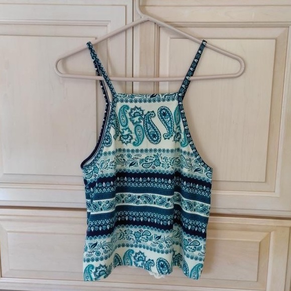๐ Charlotte Russe: Teal Boho Lace Hem Tank - Picture 2 of 2